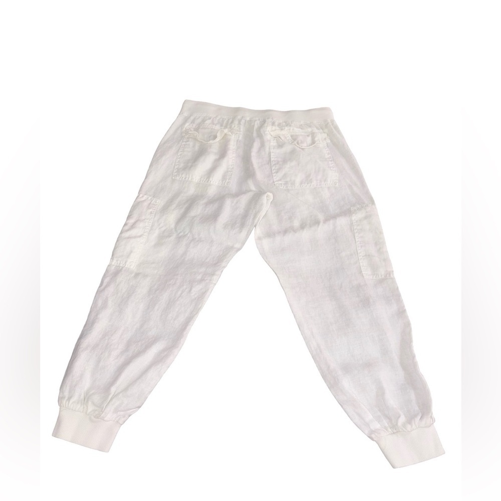 Tommy Hilfiger White 100% Linen Jogger Pants Size Small Coastal Resort Chic - Picture 2 of 9